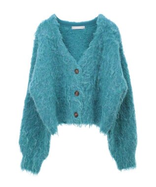 Green Parks armonia．シャギーショートカーディガン Blue
