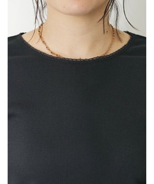 CRAFT STANDARD BOUTIQUE フリルテープリブカットプルオーバー Black
