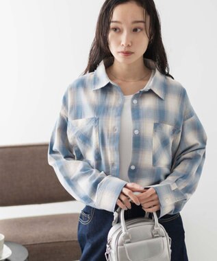 WEGO オンブレチェックショートシャツ ブルーチェック1