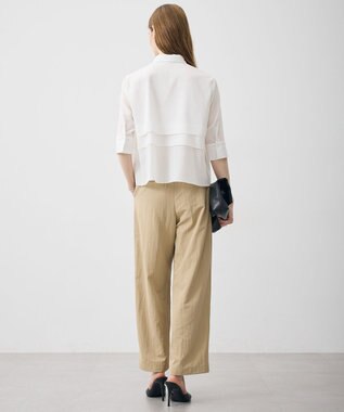 ICB クリアタフタ レイヤードディテール クロップドシャツ オフホワイト