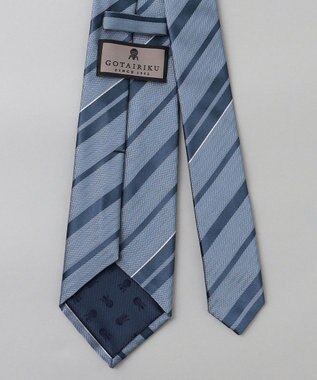 GOTAIRIKU  GOTAIRIKU別注【日本製】シルク ネクタイ_レジメンタル柄 サックスブルー×ブルー
