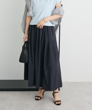 CRAFT STANDARD BOUTIQUE インド綿サイドタック切り替えスカート Charcoal Gray