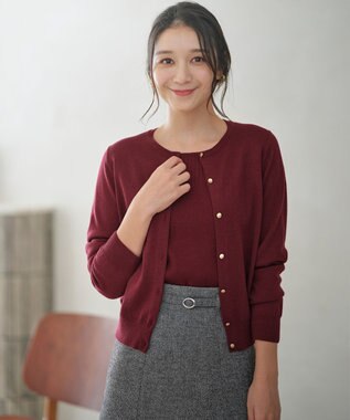 ANY SIS 【ウールブレンドシリーズ】ベーシック カーディガン ボルドー