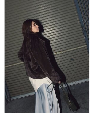 Te chichi 【宮本茉由着用】グラデーションファースタンドジャケット ブラウン