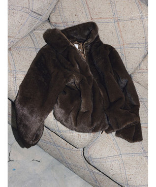 Te chichi 【宮本茉由着用】グラデーションファースタンドジャケット ブラウン