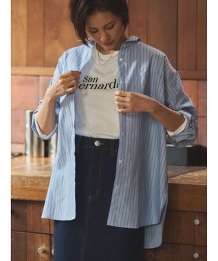 Green Parks 胸元ポケットイージーケアストライプシャツ Multi