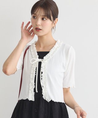 earth music&ecology フリルカットリブカーディガン Off White
