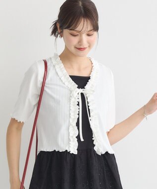 earth music&ecology フリルカットリブカーディガン Off White