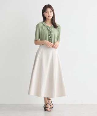 earth music&ecology フリルカットリブカーディガン Green