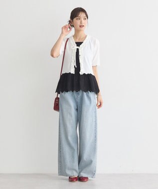 earth music&ecology フリルカットリブカーディガン Off White