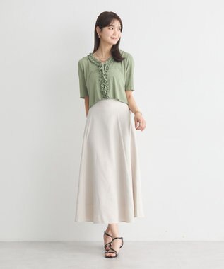 earth music&ecology フリルカットリブカーディガン Green