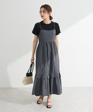 Green Parks ・ＥＬＥＮＣＡＲＥ　ＤＵＥ　ギンガムキャミワンピース Charcoal Gray
