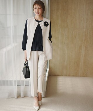 組曲 【KUMIKYOKU NAVY】コンフォータブルドレープ フリルテーパードパンツ