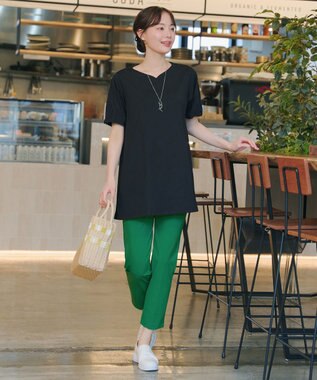 Tiaclasse L 日本製サーラドライ・テーパードパンツ グリーン