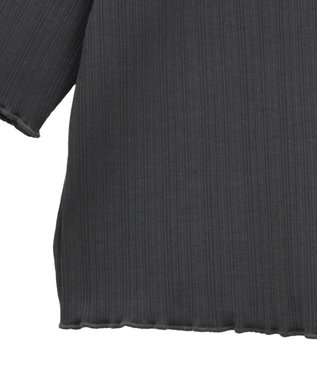 earth music&ecology フリルカットリブカーディガン Charcoal Gray