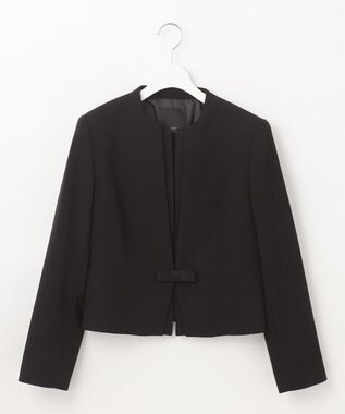 自由区 FORMAL 【前開きワンピース】ドビーボーダーリボン ジャケット+ワンピース ブラック系