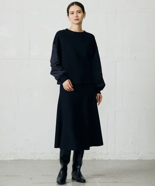 自由区 S 【カタログ掲載】ウールミラノニットフレア スカート ネイビー
