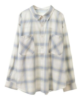 Green Parks アソートレギュラーカラーシャツ Check saxe