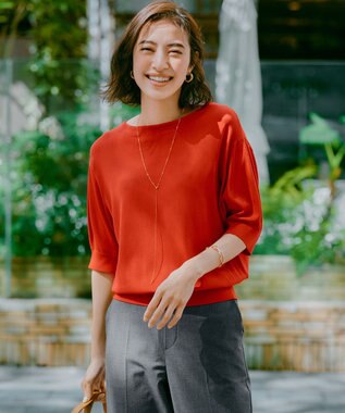 UNFILO L スゴ機能 パフスリーブニット オレンジ