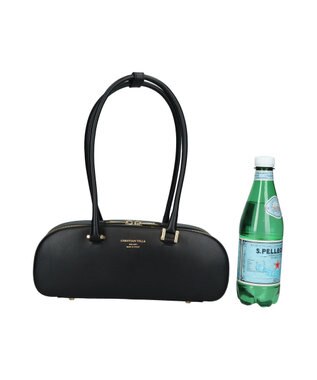 INTER-CHAUSSURES 【CHRISTIAN VILLA】レザーワイドスモールショルダーバッグ ブラック