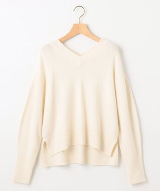 組曲 【8色展開・手洗い可】ウールカシミヤミックス Vネックニット アイボリー系