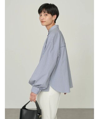 AMERICAN HOLIC イージーケア切替タックワイドシャツ Stripe Navy