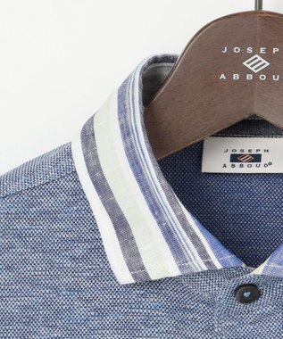 JOSEPH ABBOUD 【リネン素材/吸水速乾/日本素材】リネンハニカム ダディ ポロシャツ サックスブルー×ストライプ