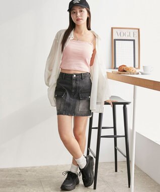 WEGO 【カップ付きインナー/SMサイズ展開】なちゅ盛れカップインショートキャミ ライトピンク