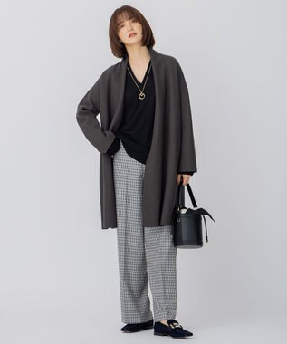 23区 S 【10色展開】ウーステッドウール 重ね襟Vネック ニット [WEB限定]ブラック系