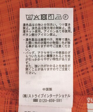 Green Parks シアーチェック７分袖シャツ Orange