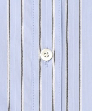 J.PRESS LADIES BEZコットンナイロン ストライプ シャツカラー ブラウス サックス×ホワイト×ベージュ系