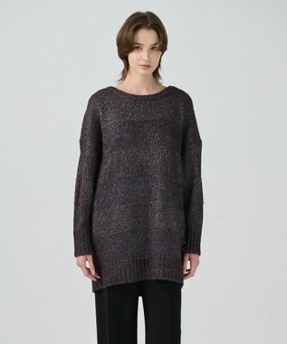 ラメボーダーニットトップ