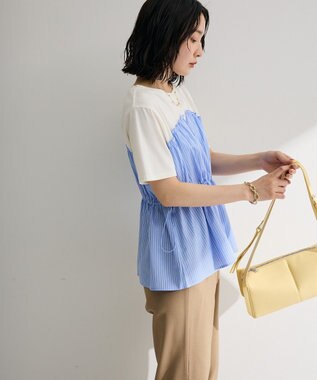 Green Parks ビスチェドッキングカットプルオーバー Stripe Blue