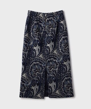 GRACE CONTINENTAL ラメペイズリージャガードスカート ネイビー