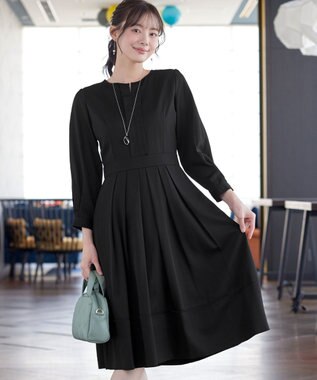 Tiaclasse 【セレモニー・新色追加】キーネックフレアワンピース ブラック