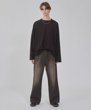 WEGO 【ユニセックス着用ITEM/ウエスト調整可】フレアデニムパンツ デニムブラックソノタ