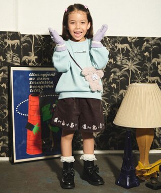 ANY KIDS アニマルポシェット 裏シャギー トレーナー ミント×イヌ