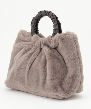 ANY ギャザーハンドルファートートバッグ モカ