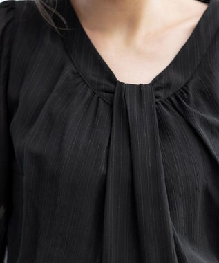 Tiaclasse L 【新色追加・洗える】シフォンギャザーワンピース ブラック