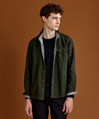 JOSEPH ABBOUD 【キングサイズ・2WAY】リバーシブルシャツ カーキ系