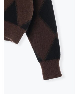 Te chichi アーガイルジャガードVネックカーディガン ブラウン