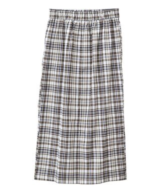 Green Parks チェック柄シャーリングＩラインスカート Black