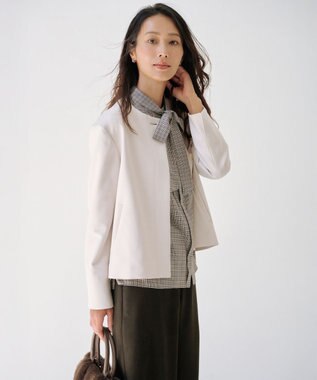 J.PRESS LADIES S 【WEB限定カラーあり】ツムギートflannel ノーカラー ジャケット 【WEB限定】エクリュ系