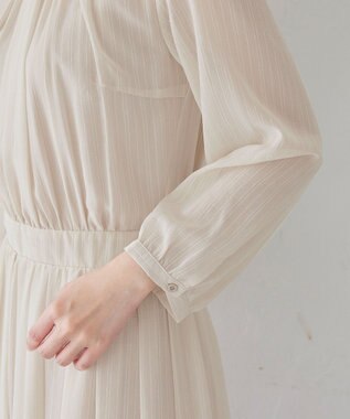 Tiaclasse L 【新色追加・洗える】シフォンギャザーワンピース ベージュ