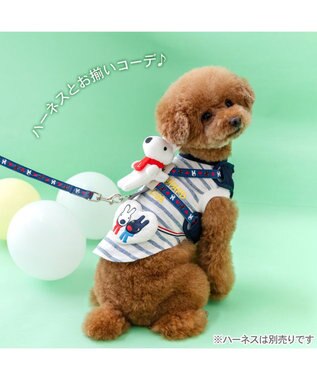 PET PARADISE リサとガスパール ボーダーハートＴシャツ 小型犬 ホワイト×ネイビー