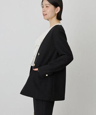 AMERICAN HOLIC 【イージーケア】ノーカラージャケット Black