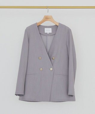 AMERICAN HOLIC 【イージーケア】ノーカラージャケット Gray Mixture