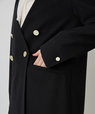 AMERICAN HOLIC 【イージーケア】ノーカラージャケット Black