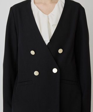 AMERICAN HOLIC 【イージーケア】ノーカラージャケット Black