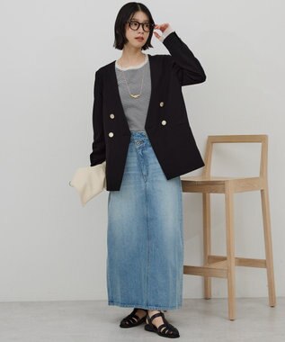 AMERICAN HOLIC 【イージーケア】ノーカラージャケット Black